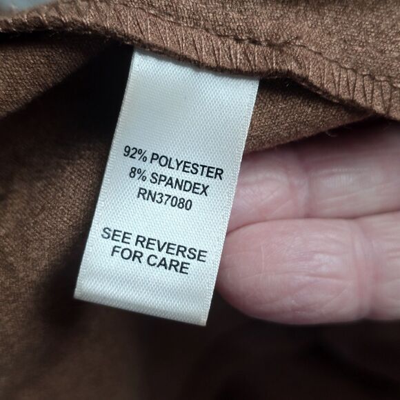 C Est 1946 Faux Suede Waterfall Drape Open  Jacket Brown Plus 22 24 Boho Layer - Picture 7 of 13